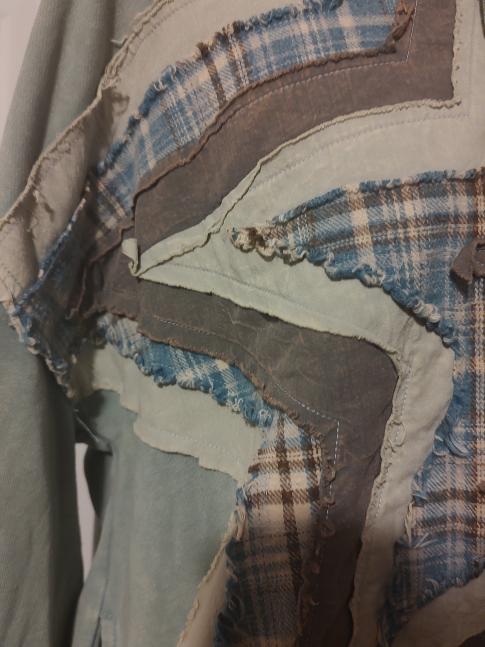 OLI & HALI Distressed Stellar Vibes Oversize Patchwork Hoodie Sz Large - Picture 6 of 9